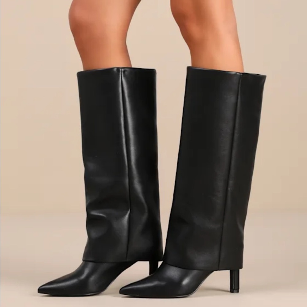 Black Fold-over Boots - Picture 2 of 4